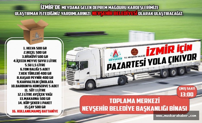 Nevşehir Belediyesi İzmir için yardım kampanyası başlattı