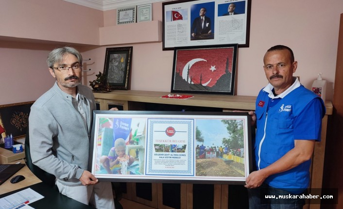 Gülşehir HEM'e teşekkür belgesi