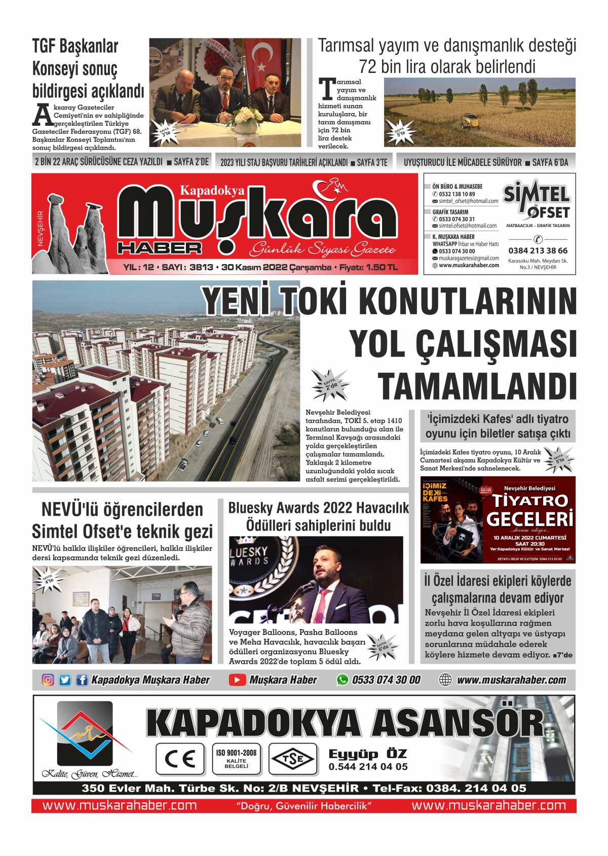 Muskara Haber - Nevsehir haberleri - 30.11.2022 Manşeti